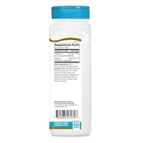 21st Century Calcium Plus D Tablets, 1000 mg, 90 Count