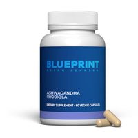 Thumbnail for Blueprint Bryan Johnson Ashwagandha & Rhodiola Longevity Adaptogen Supplement - 600mg Ashwagandha, 300mg Rhodiola Rosea Extract (3% Rosavins/1% Salidroside) - Supports Calm, Energy&Cognition – Non-GMO