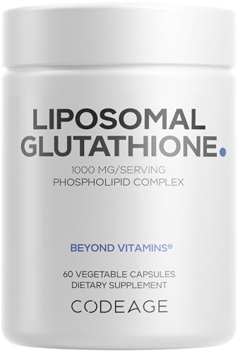 Codeage Liposomal Glutathione 1000 mg Supplement, High-Potency Reduced L-Glutathione - Liposomal Delivery - Phospholipids - Non-GMO, Gluten-Free - 60 Capsules
