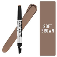 Thumbnail for Maybelline TattooStudio Brow Lift Stick Makeup with Tinted Wax Conditioning Complex, Soft Brown, 1 Count