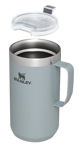 Stanley Stay-Hot Camp Mug 24 oz | Press Fit Drink Through Lid | Cup for Coffee, Tea and Drinks | Insulated Stainless Steel Coffee Mug | BPA-Free | Hammertone Silver