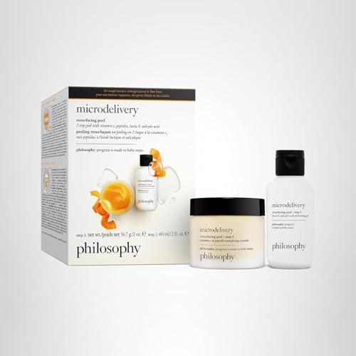 philosophy microdelivery vitamin c resurfacing peel kit - with lactic acid & sunflower seed oil - two-step treatment to smooth rough texture, even skin tone and minimize the appearance of fine lines
