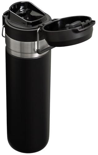 Stanley Quick Flip GO Water Bottle 24 oz | Push Button Lid | Leakproof and Packable for Travel and Sports | Insulated Stainless Steel | BPA-Free | Black 2.0