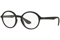 Thumbnail for Ray-Ban RX7075 Round Prescription Eyeglass Frames, Rubber Black & Black/Demo Lens, 49 mm