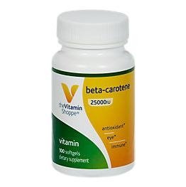 Image 1 of The Vitamin Shoppe Beta-Carotene 25000IU Vitamin A - Antioxidant Vision & Immune | Pro-Vitamin A Carotenoid | 100 Softgels | Eye Health