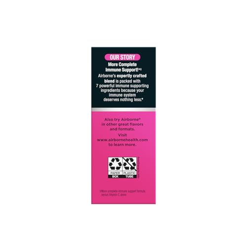 Airborne 1000mg Vitamin C with Vitamin D & Zinc, Sugar Free Multivitamin Immune Support Supplement, Antioxidants Vitamins A C & Vitamin E, 30 Effervescent Tablets, Very Berry Flavor