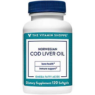 The Vitamin Shoppe Norwegian Cod Liver Oil, Natural Rich Source of Vitamins A & D, Natural Source of Omega-3s, Supports Heart & Brain Health (120 Softgels)