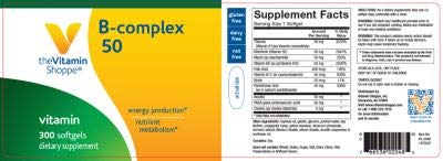 BComplex 50 – Supports Energy Production, Nervous System Function Nutrient Metabolism – Excellent Source of B1, B2, B6, B12, Niacin, Folic Acid Biotin (300 Softgels) by The Vitamin Shoppe