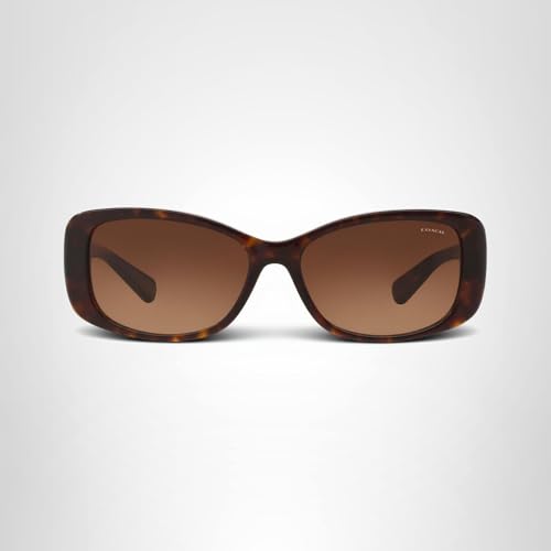 Coach HC8168 Sunglasses, Dark Tortoise/Brown Gradient, 56 mm
