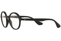 Thumbnail for Ray-Ban RX7075 Round Prescription Eyeglass Frames, Rubber Black & Black/Demo Lens, 49 mm