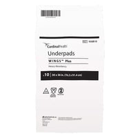 Thumbnail for Cardinal Health™ Underpads, Wings™ Plus, Heavy Absorbency, Green, 30 x 36IN, Case of 50
