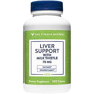 The Vitamin Shoppe Liver Support with Milk Thistle 70MG (80 Silymarin), Antioxidant (300 Tablets)