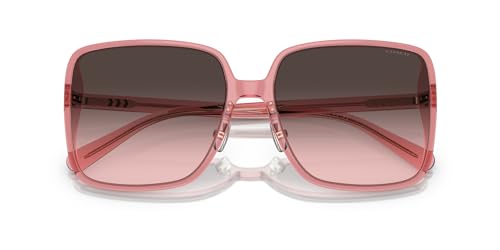 COACH Women's HC8368D Square Sunglasses, Transparent Berry/Grey Pink Gradient, 61 mm