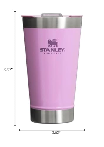 STANLEY Stay-Chill Beer Pint 16 oz | Wide Mouth Lid | Built-In Bottle Opener | Beer Tumbler Cup | Insulated Stainless Steel Pint Glass | BPA-Free | Lilac Gloss