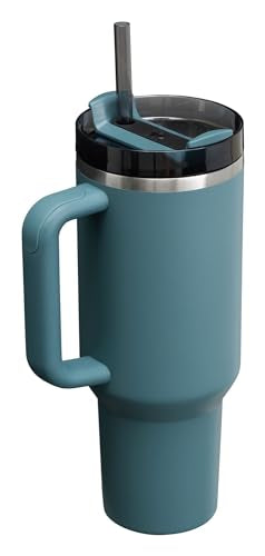 Stanley Quencher H2.0 Tumbler with Handle and Straw 40 oz | Flowstate 3-Position Lid | Cup Holder Compatible for Travel | Insulated Stainless Steel Cup | BPA-Free | Blue Spruce