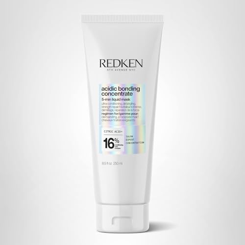 Redken Acidic Bonding Concentrate Hair Mask - Hydrating 5 Minute Liquid Mask, Bond Building & Strengthening, For Dry, Damaged Hair, 8.5 Fl Oz