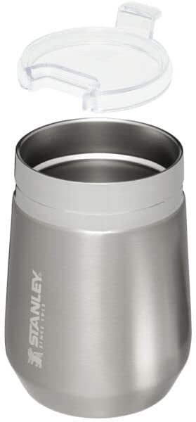 STANLEY GO Everyday Wine Tumbler 10 oz | Press Fit Drink Through Lid | Beverage, Coffee, and Cocktail Cup | Insulated Stainless Steel Wine Glass | BPA-Free | Stainless Steel