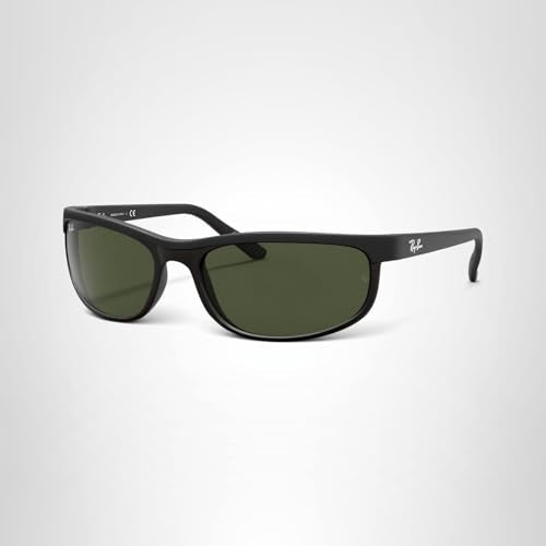 Ray-Ban Mens RB2027 Predator 2 Rectangular Sunglasses, Black/ Matte Black/G-15 Green, 62 mm