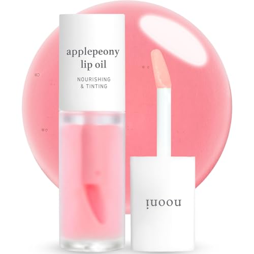 NOONI Korean Vegan Appleseed Lip Oil - Applepeony | Long-Lasting, Moisturizing, Plumping, Revitalizing for Dry Lips, Waterproof, No Peel Off, Hydrating, Nourishing Crystal Clear, 0.12 FL Oz