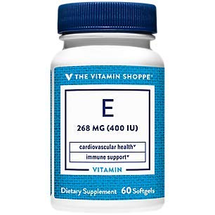 The Vitamin Shoppe Vitamin E 400IU - Natural Source, Supports Healthy Cardiovascular System, Immune Health & Eye Health - Once Daily (60 Softgels)