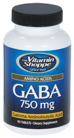 The Vitamin Shoppe GABA 750MG (GammaAminobutyric Acid), Supports Relaxation, Once Daily (90 Tablets)