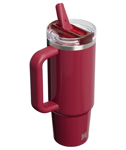 STANLEY Quencher ProTour Flip Straw Tumbler with Leakproof Lid 30 oz| Built-in Straw & Handle | Cupholder Compatible for Travel | insulated Stainless Steel Cup | BPA-Free | Cranberry Gloss
