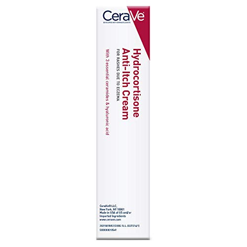 CeraVe 1% Hydrocortisone Anti-Itch Cream, Fragrance-Free Relief for Eczema-Prone & Dry Skin, 1 Ounce