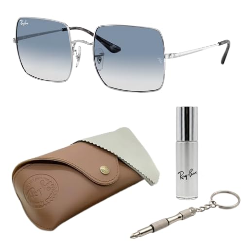 Ray-Ban RB1971 SQUARE 1971 CLASSIC Square Shaped Non-Polarized Sunglasses for Women – Includes Official RAYBAN Eyewear Kit – Ideal Formal & Casual Wear Sunglasses – Light Blue Gradient Lens