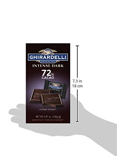 GHIRARDELLI Intense Dark Chocolate Squares, 72% Cacao Chocolate for Holiday Gifts and Stocking Stuffers, 4.1 Oz Bag (Pack of 6)