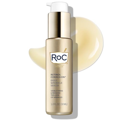 RoC Retinol Correxion Deep Wrinkle Retinol Face Serum with Ascorbic Acid, Anti-Aging Treatment for Fine Lines, Dark Spots, Post Acne Scars, 1 Oz (Packaging May Vary)