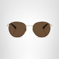 Thumbnail for COACH Sunglasses HC 7163 90053G Light Gold/Dark Tortoise Brown Solid Polyamide
