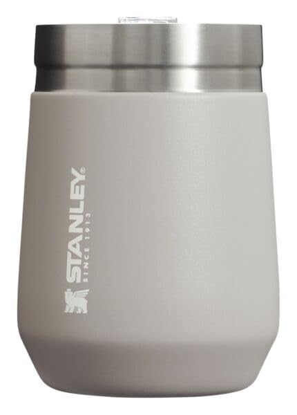 Stanley GO Everyday Wine Tumbler 10 oz | Press Fit Drink Through Lid | Beverage, Coffee, and Cocktail Cup | Insulated Stainless Steel Wine Glass | BPA-Free | Ash 2.0