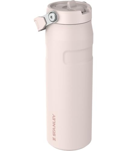 Stanley IceFlow Flip Straw 2.0 Water Bottle 24 oz | Built-In Straw with Larger Opening | Lightweight and Leak Resistant | Insulated Stainless Steel | BPA-Free | Rose Quartz