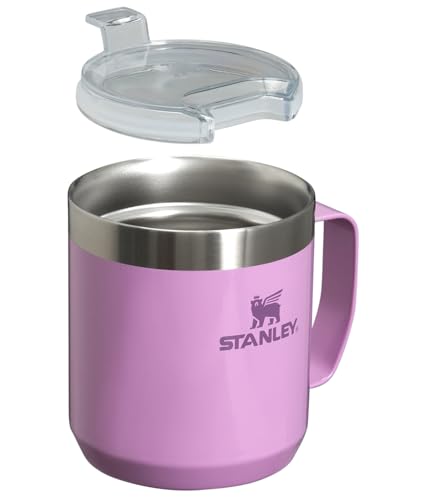 STANLEY Stay-Hot Camp Mug 12 oz | Press Fit Drink Through Lid | Cup for Coffee, Tea and Drinks | Insulated Stainless Steel Coffee Mug | BPA-Free | Lilac Gloss