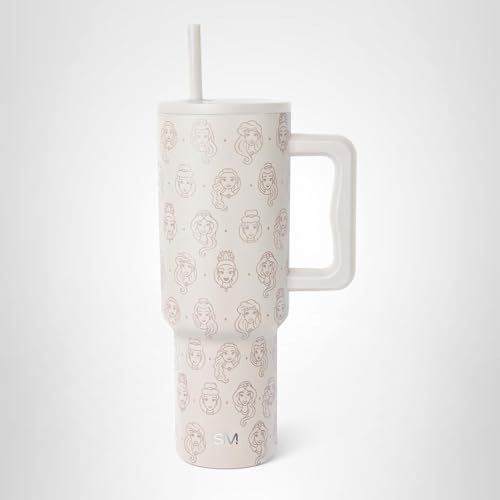 Simple Modern Disney 40 oz Tumbler with Handle and Straw Lid | Insulated Reusable Stainless Steel Water Bottle Travel Mug | Gifts for Women Men Him Her | Trek Collection | 40oz | Princess Icons