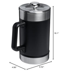 Thumbnail for STANLEY Classic Stay-Hot French Press Coffee Maker 48 oz | 5 Minute Brew, 4 Hours Hot | Mesh Filter for Coffee Grounds | Insulated Stainless Steel French Press | BPA-Free | Black 2.0