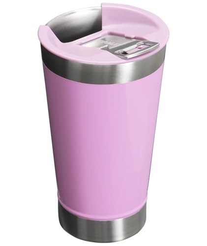 STANLEY Stay-Chill Beer Pint 16 oz | Wide Mouth Lid | Built-In Bottle Opener | Beer Tumbler Cup | Insulated Stainless Steel Pint Glass | BPA-Free | Lilac Gloss