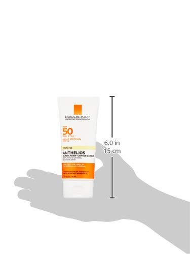 La Roche-Posay Anthelios Mineral Sunscreen SPF 50 Gentle Lotion, Broad Spectrum SPF + Antioxidants, Face & Body Sunscreen, Titanium Dioxide & Zinc Oxide, Oxybenzone Free, Oil Free