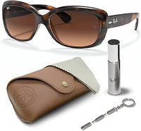 Thumbnail for Ray-Ban RB4101 JACKIE OHH Butterfly Shaped Non-Polarized Sunglasses for Women – Includes Official RAYBAN Eyewear Kit – Ideal Formal & Casual Wear Sunglasses – Pink/Brown Gradient Lens