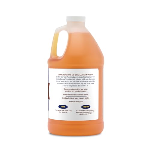Farnam Leather New Easy-Polishing Glycerine Saddle Soap and Leather Saddle Cleaner, Protects and Preserves Leather, Cleans, Conditions and Polishes, 64 Oz.