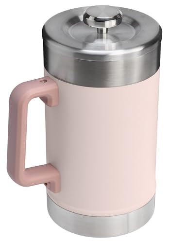 STANLEY Classic Stay-Hot French Press Coffee Maker 48 oz | 5 Minute Brew, 4 Hours Hot | Mesh Filter for Coffee Grounds | Insulated Stainless Steel French Press | BPA-Free | Rose Quartz