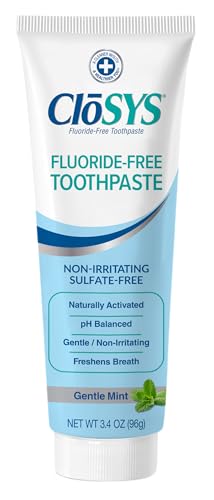 CloSYS Fluoride Free Toothpaste, 3.4 Ounce, Travel Size, Gentle Mint, TSA Compliant, Whitening, Enamel Protection, Sulfate Free