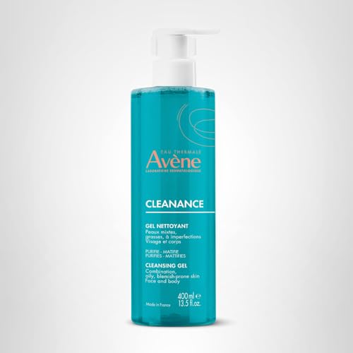 Avène Cleanance Cleansing Gel Soap Free Cleanser for Acne Prone, Oily, Face & Body, 13.5 Oz