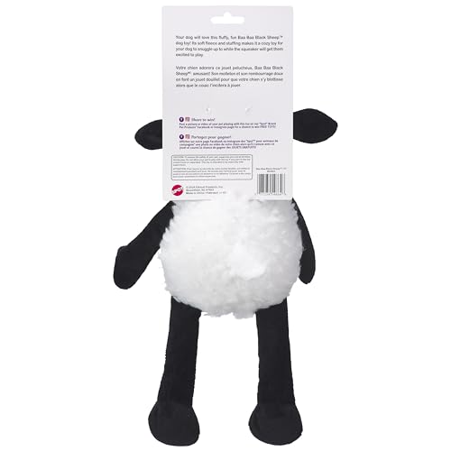 SPOT Baa Baa Black Sheep Plush Dog Toy - Cute and Cuddly Fleece Toy with Squeaker for Medium to Large Dogs and Puppies, 13in Black and White Lamb