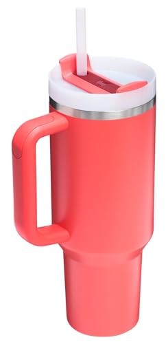 STANLEY Quencher H2.0 Tumbler with Handle and Straw 40 oz | Flowstate 3-Position Lid | Cup Holder Compatible for Travel | Insulated Stainless Steel Cup | BPA-Free | Hot Coral