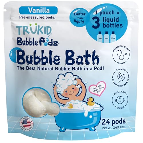 Image 10 of Vanilla / 24 Count (Pack of 1) for the product TruKid Bubble Podz Bubble Bath for Kids, Toddlers, & Babies