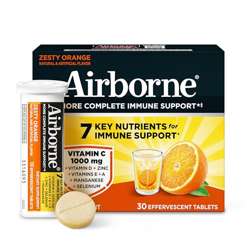 Image 1 of Default Title for the product Airborne Immune Support Effervescent Tablets, Zesty Orange Flavor - 30ct