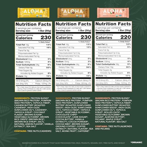 Image 2 of ALOHA Organic Plant Based Protein Bars 6 Flavor Variety Pack 12 Count