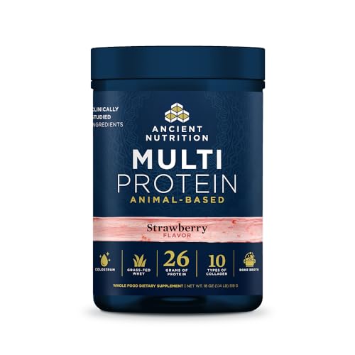 Image 2 of Strawberry for the product Ancient Nutrition Grass Fed Multi Protein, Bone Broth, Whey