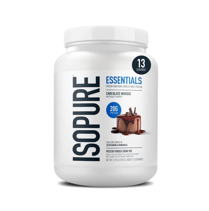 Image 4 of Isopure Essentials 100% Whey Protein Powder, Chocolate Mousse 13.75 OZ